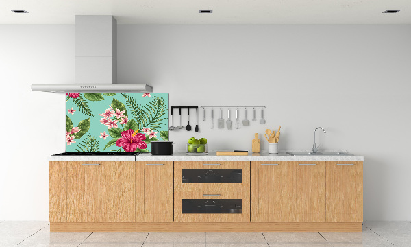 Pannello retrocucina con motivi di fiori hawaiani