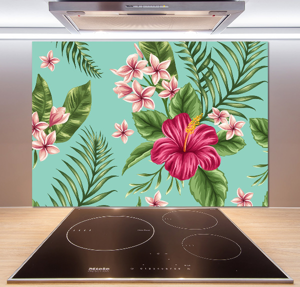 Pannello retrocucina con motivi di fiori hawaiani