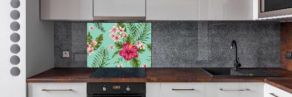 Pannello retrocucina con motivi di fiori hawaiani
