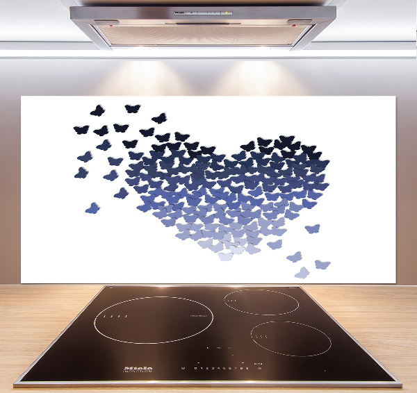 Pannello paraschizzi cucina con motivo a cuore di farfalle