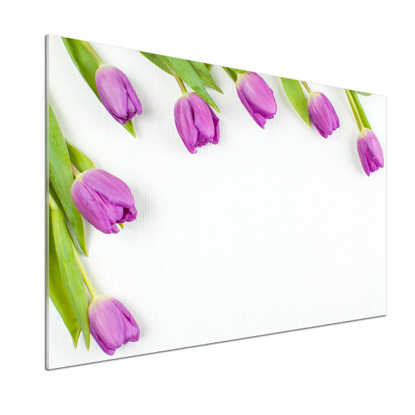 Rivestimento parete cucina con motivo di tulipani viola