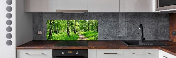 Rivestimento parete cucina con motivo Foresta di betulle