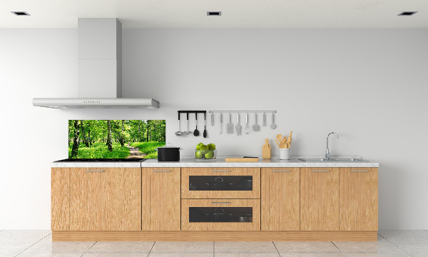 Rivestimento parete cucina con motivo Foresta di betulle