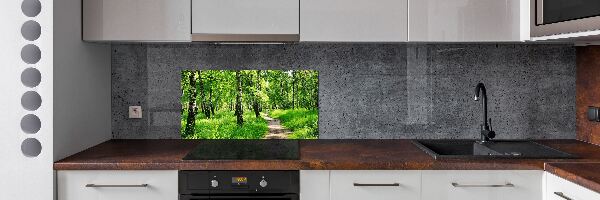 Rivestimento parete cucina con motivo Foresta di betulle