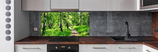 Rivestimento parete cucina con motivo Foresta di betulle