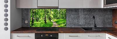Rivestimento parete cucina con motivo Foresta di betulle