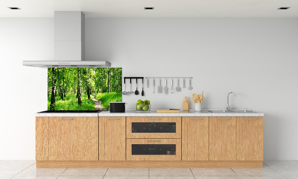Rivestimento parete cucina con motivo Foresta di betulle