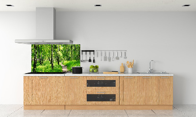 Rivestimento parete cucina con motivo Foresta di betulle