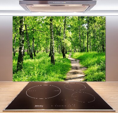 Rivestimento parete cucina con motivo Foresta di betulle