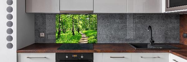 Rivestimento parete cucina con motivo Foresta di betulle