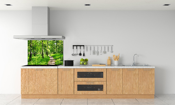 Rivestimento parete cucina con motivo Foresta di betulle