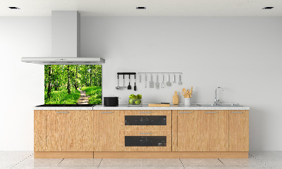 Rivestimento parete cucina con motivo Foresta di betulle