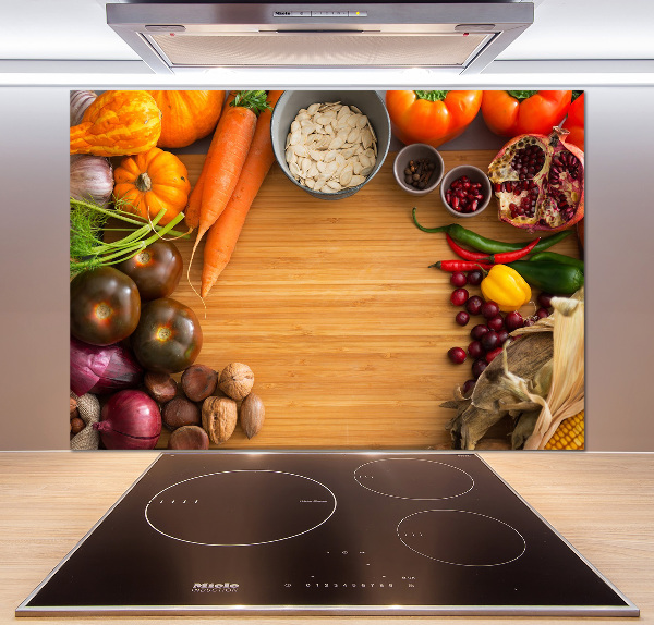 Pannello paraschizzi cucina con motivo di verdure autunnali