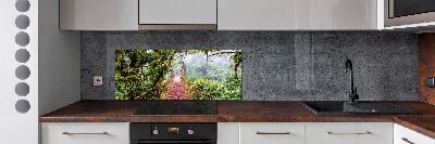 Rivestimento parete cucina con motivo tropicale