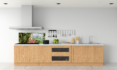 Rivestimento parete cucina con motivo tropicale