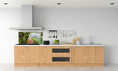 Rivestimento parete cucina con motivo tropicale