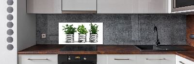 Rivestimento parete cucina con decorazione a piante aromatiche