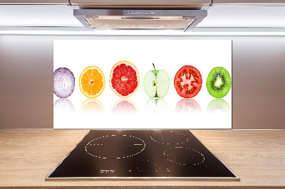 Rivestimento parete cucina con motivo di frutta e verdura
