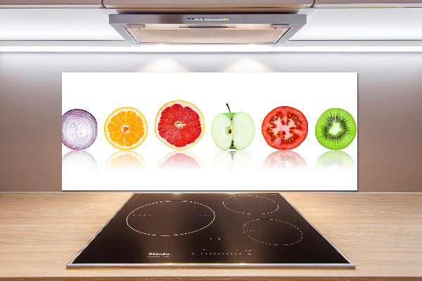 Rivestimento parete cucina con motivo di frutta e verdura