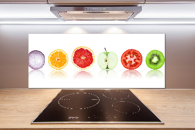 Rivestimento parete cucina con motivo di frutta e verdura