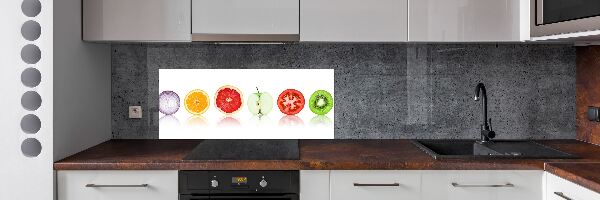Rivestimento parete cucina con motivo di frutta e verdura
