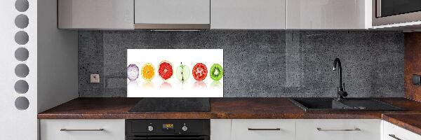 Rivestimento parete cucina con motivo di frutta e verdura