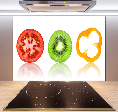Rivestimento parete cucina con motivo di frutta e verdura