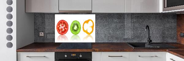 Rivestimento parete cucina con motivo di frutta e verdura