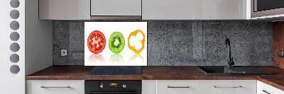 Rivestimento parete cucina con motivo di frutta e verdura