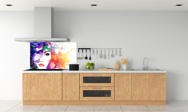 Rivestimento parete cucina con ritratto di una donna