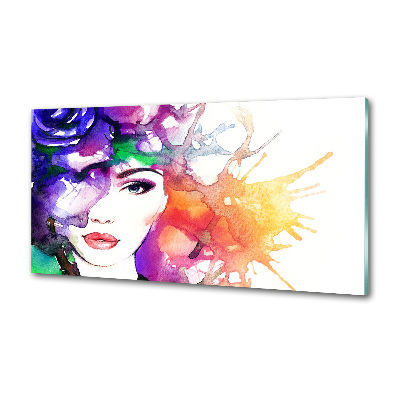 Rivestimento parete cucina con ritratto di una donna