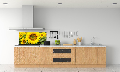 Rivestimento parete cucina con motivo a campo di girasoli