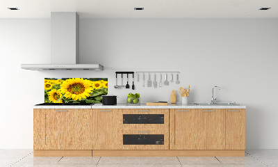 Rivestimento parete cucina con motivo a campo di girasoli