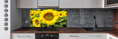 Rivestimento parete cucina con motivo a campo di girasoli