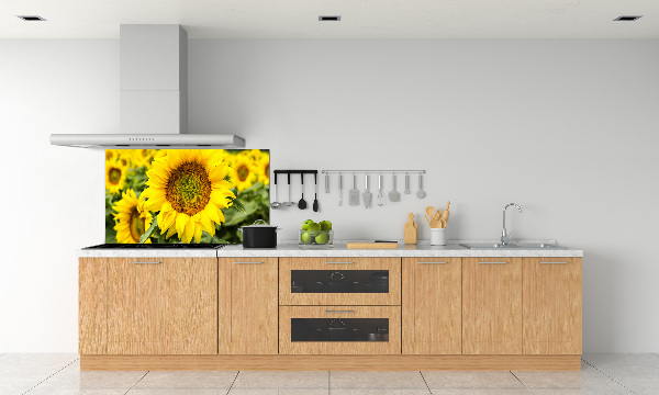 Rivestimento parete cucina con motivo a campo di girasoli