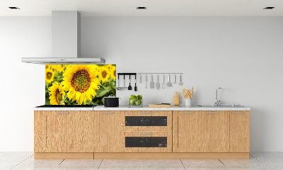 Rivestimento parete cucina con motivo a campo di girasoli
