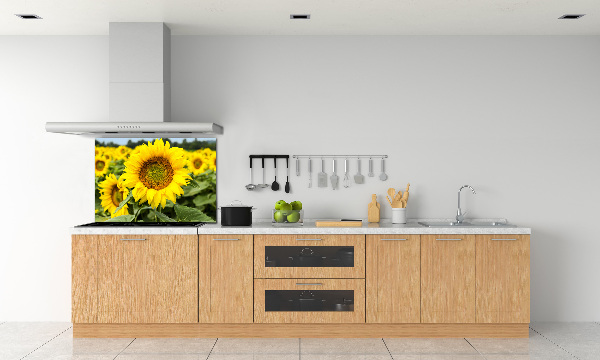 Rivestimento parete cucina con motivo a campo di girasoli