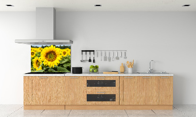 Rivestimento parete cucina con motivo a campo di girasoli