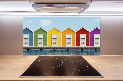 Pannello paraschizzi cucina con stampa delle capanne sulla spiaggia