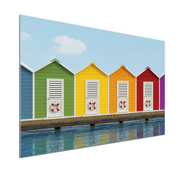 Pannello paraschizzi cucina con stampa delle capanne sulla spiaggia