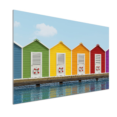 Pannello paraschizzi cucina con stampa delle capanne sulla spiaggia