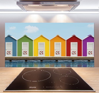Pannello paraschizzi cucina con stampa delle capanne sulla spiaggia