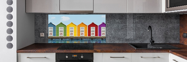 Pannello paraschizzi cucina con stampa delle capanne sulla spiaggia