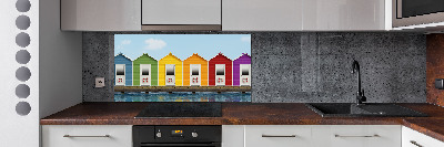 Pannello paraschizzi cucina con stampa delle capanne sulla spiaggia
