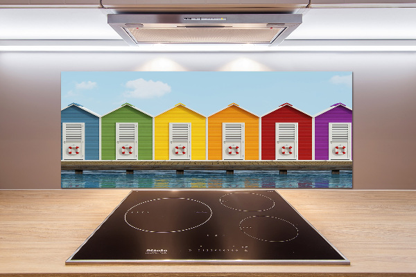 Pannello paraschizzi cucina con stampa delle capanne sulla spiaggia