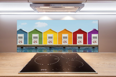 Pannello paraschizzi cucina con stampa delle capanne sulla spiaggia