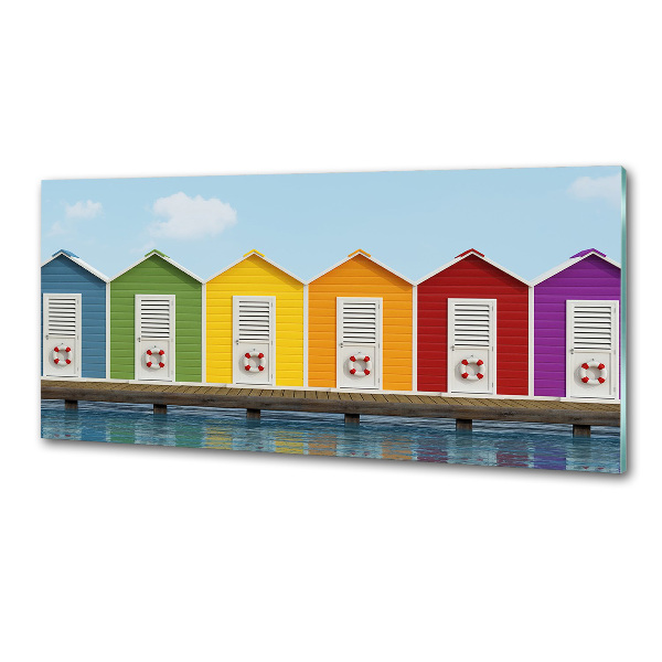 Pannello paraschizzi cucina con stampa delle capanne sulla spiaggia
