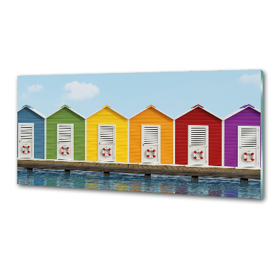Pannello paraschizzi cucina con stampa delle capanne sulla spiaggia