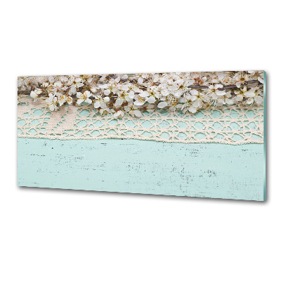 Rivestimento parete cucina con motivo di fiori di ciliegio