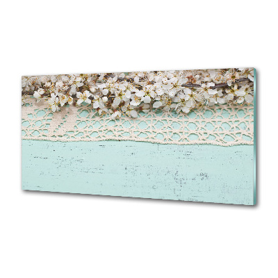 Rivestimento parete cucina con motivo di fiori di ciliegio